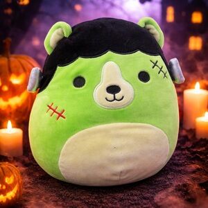 Len Frankenstein Bear Squishmallow Green Halloween Plush